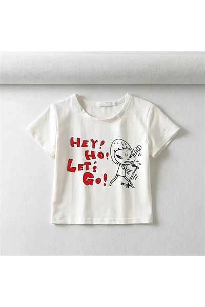 Gofeel White Colored Women's Crop Blouse T-Shirt