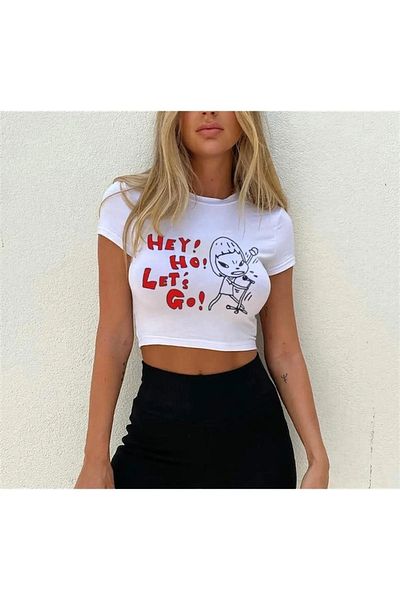 Gofeel White Colored Women's Crop Blouse T-Shirt