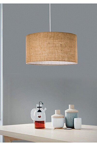 Modamonline Keten Avize Çap 30 Cm Kumaş Tekli Retro Sarkıt Av135