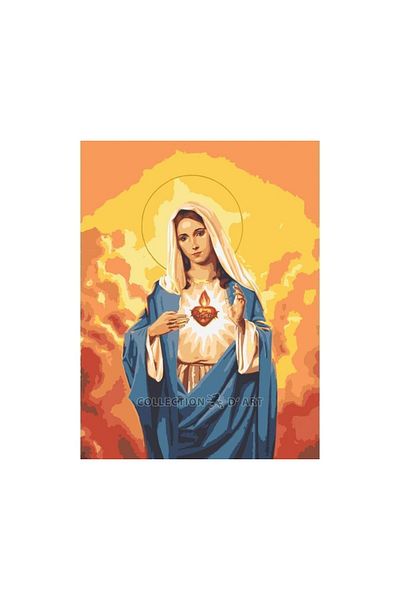 BALIM ÖRGÜ EVİ Collection Dart Heart Of Mary Printed Tapestry Canvas 30 Cm X 40 Cm