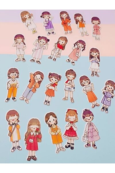 EyER Shoping Σετ αυτοκόλλητων με χαριτωμένα κορίτσια Kawaii