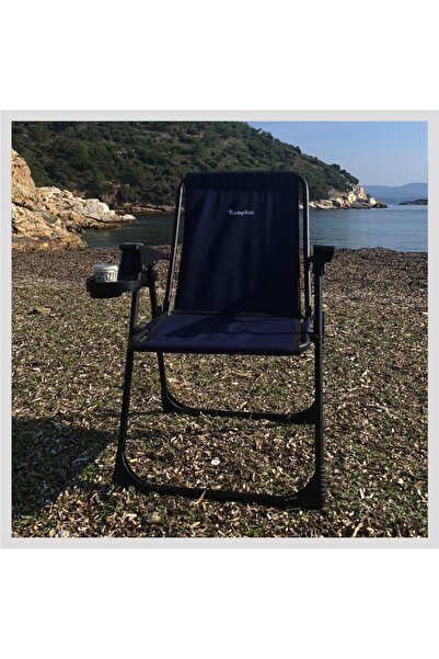 KS KampSeti Katlanır Kamp Sandalyesi - Mavi Lüks Portatif Kamp Piknik Plaj Sandalyesi Bardaklıklı