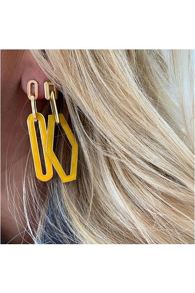 Juju Bronze Enamel Lozenge Earrings