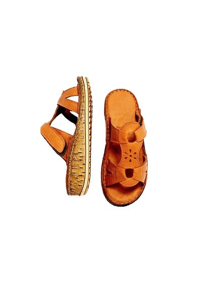 KAPAR Women's Brown Leather Slippers