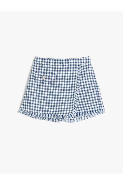 Koton Mädchen-Shorts, Rock, Tweed, zweireihig, mit Knöpfen