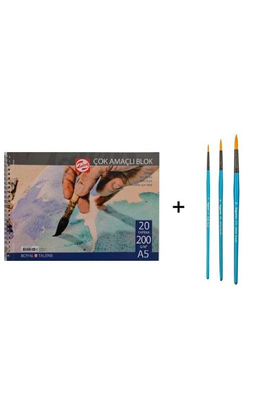 Bigpoint Set de pensule pentru acuarela Seria 111 si caiet Talens A5 200 g