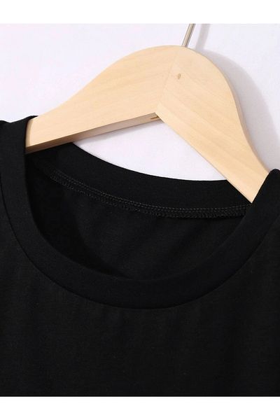 BRAVELY Emoji Smile Printed Black Crew Tshirt με λαιμόκοψη