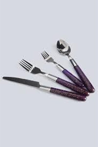 Paçi 24 Parça Kırmızı Ve Siyah Simli Çatal Bıçak Seti