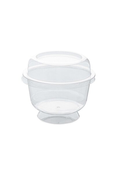 RUBİKAP 50-Piece Transparent Rubikap Sweet Bowl - 200 cc CAP+COVER