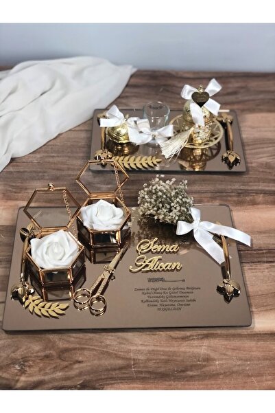 Masalsı Concept Söz Nişan Tepsisi Damat Tepsisi Yüzük Tepsisi Takımı Makas Damat Fincanı