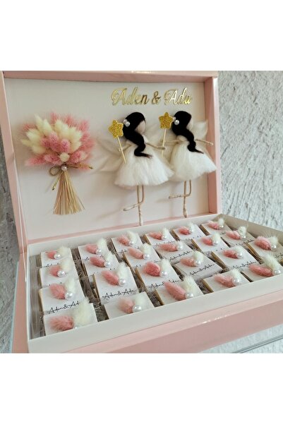 miradizayn Çiçek Süslemeli Ikiz Bebek Çikolatası