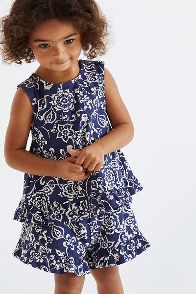 Next Baby 100% Cotton Navy Frill Top and Bottom Set with Shorts