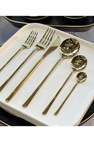 ROY KING Royking 36 Piece Shiny Gold Fork Spoon Knife Set Ytk 010