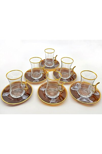 ÖzcamKristal 12 Parça 6 Kişilik Beyaz Doğa Çay Takımı