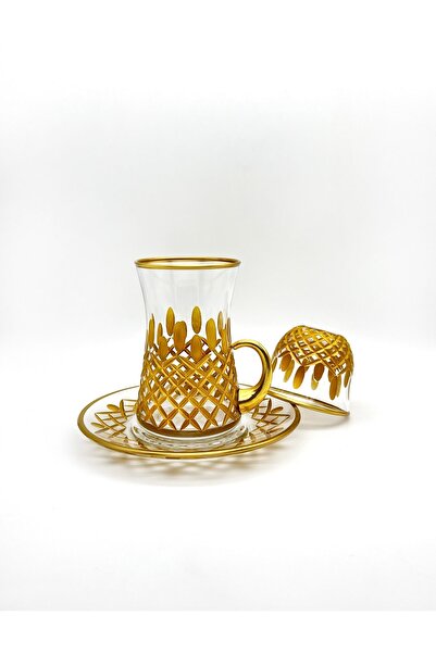 ÖzcamKristal 18 Parça 6 Kişilik Dekorlu Çay Takımı