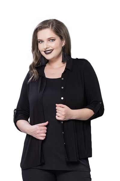 Hanezza Cămașă elegantă din tricotaje de mărime mare (NEGRU/Roșu Claret)