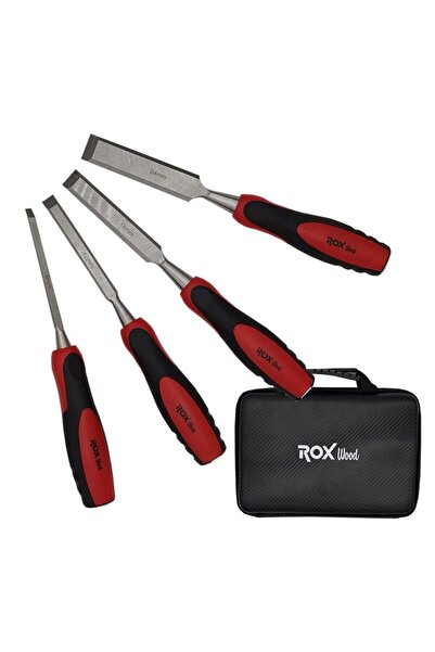 Rox Wood Düz Iskarpela Seti 4 Parça Neopren Çantalı
