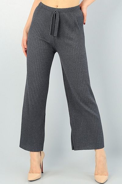 FEBİHA Women's Anthracite Gray Corded Camisole Comfortable Fit Trousers