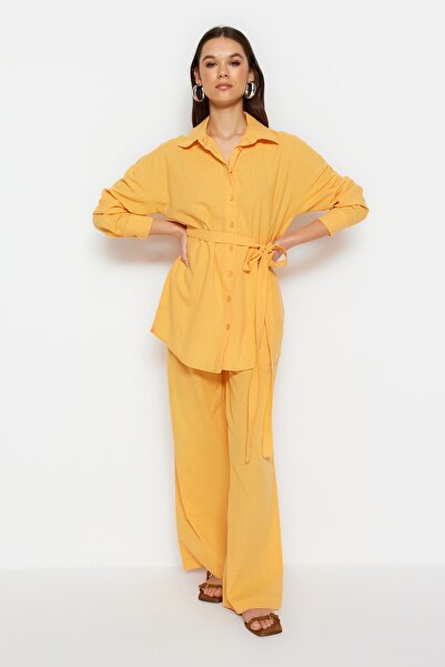 Trendyol Collection Narancssárga szőtt kötött alsó-felső készlet TWOSS23AU00072