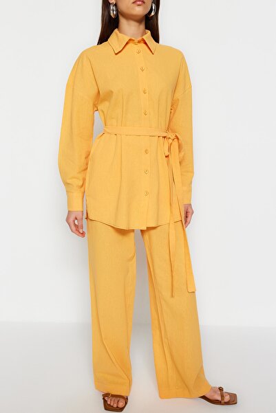 Trendyol Collection Narancssárga szőtt kötött alsó-felső készlet TWOSS23AU00072