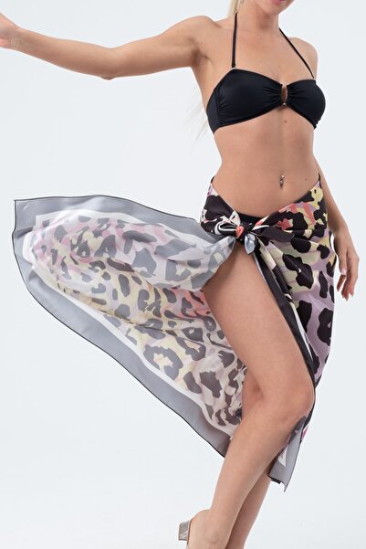 Rs Ramuni Pareo Γυαλιστερό ύφασμα Λεοπάρ μοτίβο Pareo 145x95