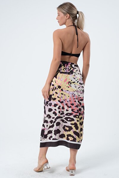 Rs Ramuni Pareo Γυαλιστερό ύφασμα Λεοπάρ μοτίβο Pareo 145x95