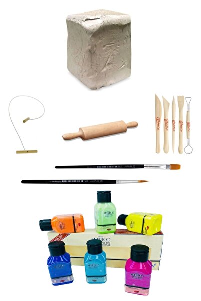 GLANCE Ceramic Dough 6 Kg Artdeco Acrylic Paint 6x75 Ml Macaron Colors Ceramic Starter Set