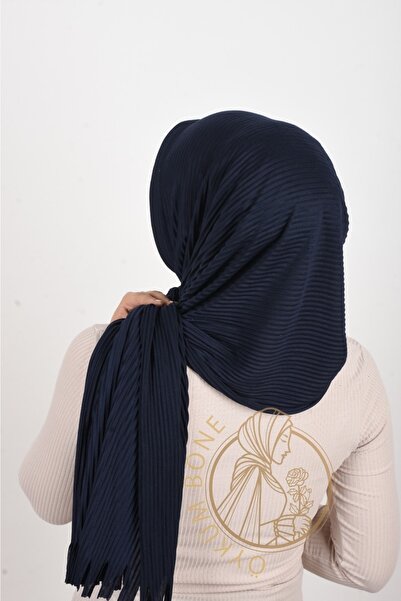 OykumBone شال ليكرا جاهز بلون أزرق داكن