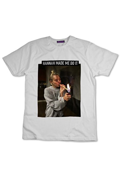 Urbanstadt Unisex Beyaz Miley Cyrus Hannah Tişört Baskılı Pamuklu