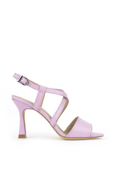 Ziya Lilac Genuine Leather Women's Heeled Sandals -1311003 374