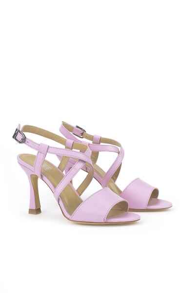 Ziya Lilac Genuine Leather Women's Heeled Sandals -1311003 374
