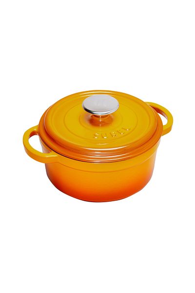 Sürel Aroma Lid Orange Round Cast Pot 20 Cm