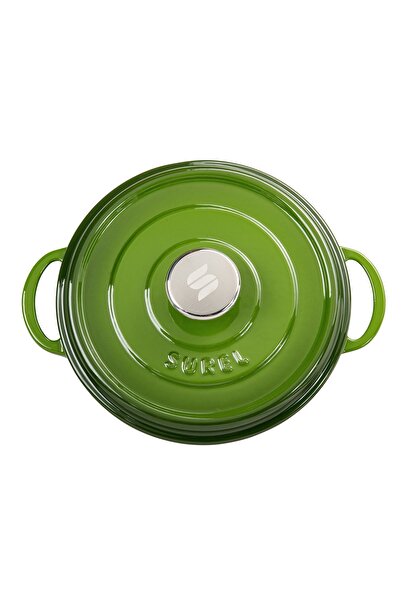 Sürel Aroma Kapak Yeşil Yuvarlak Döküm Tencere 24 Cm