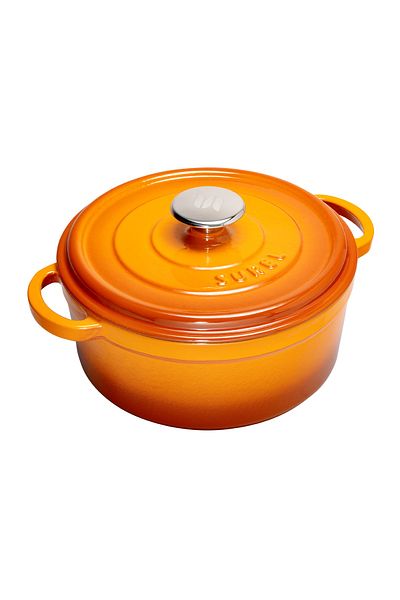 Sürel Aroma Lid Orange Round Cast Pot 24 Cm
