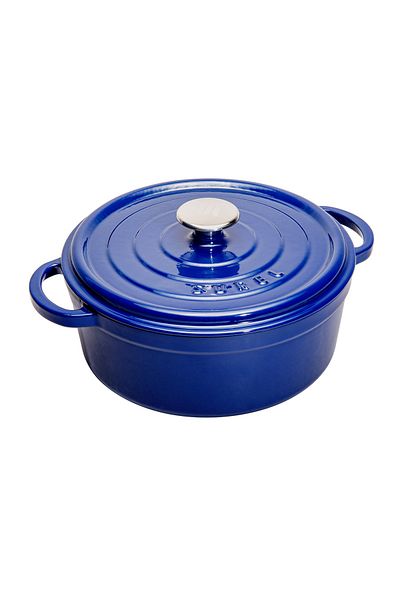 Sürel Aroma Lid Blue Round Cast Pot 28 Cm