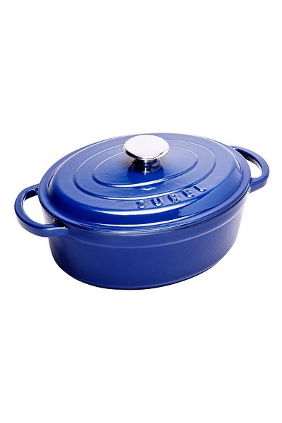 Sürel Aroma Lid Blue Oval Cast Iron Pot 23x29