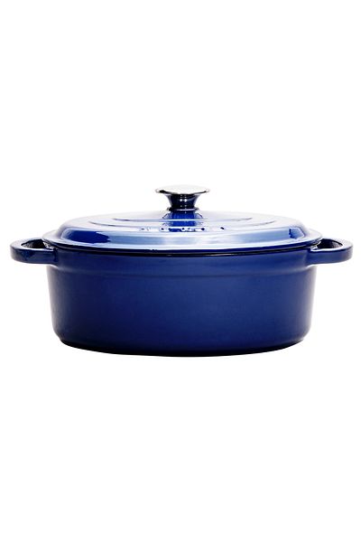 Sürel Aroma Lid Blue Oval Cast Iron Pot 23x29