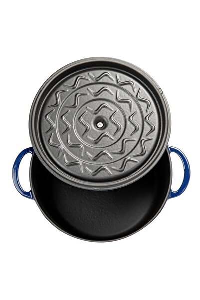 Sürel Aroma Kapak Mavi Yuvarlak Sığ Döküm Tencere 24 Cm