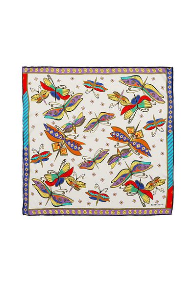 Bursa İpek Water Green Purple Patterned Silky Handkerchief