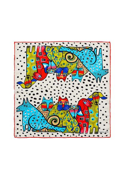 Bursa İpek Red Black Patterned Silky Handkerchief
