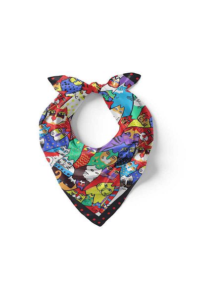 Bursa İpek Black Red Patterned Silky Handkerchief