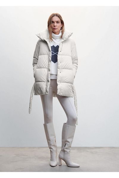 MANGO Woman Pásková prošívaná anorak