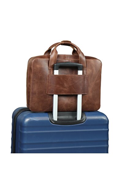 LONDO حقيبة منظمة من الجلد الطبيعي مع حزام كتف متوافقة مع جميع موديلات ماك بوك والكمبيوتر المحمول