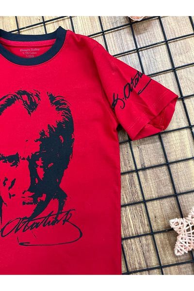 De La Bens 23 April, 19 May, 29 October Etc Unisex Atatürk Printed and Signed Children's T-Shirt for Celebrations