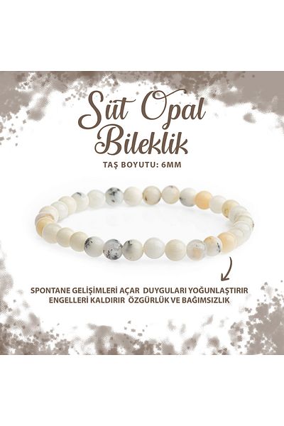 Deniz Doğal Taş سوار من الحجر الطبيعي عقيق الحليب مقاس 6 مم - معتمد
