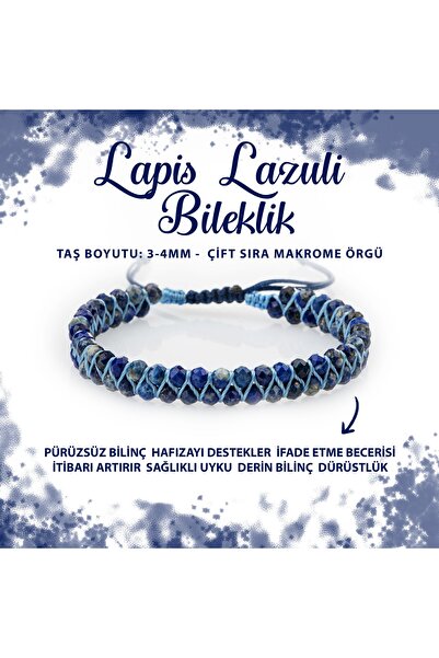 Deniz Doğal Taş سوار من الحجر الطبيعي بصف مزدوج من اللازورد المعتمد 3-4 مم