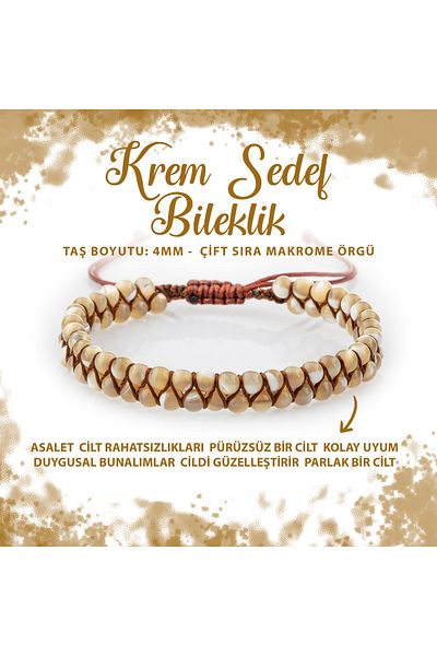 Deniz Doğal Taş Certified Mother of Pearl 4mm Double Row Natural Stone Bracelet