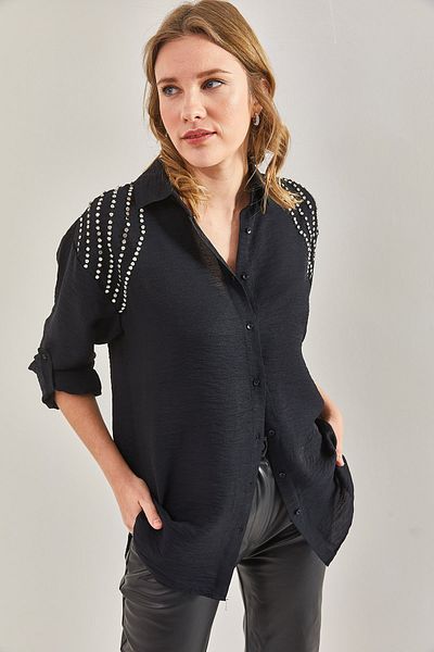 Bianco Lucci Női, kővel hímzett vászon ing vállon