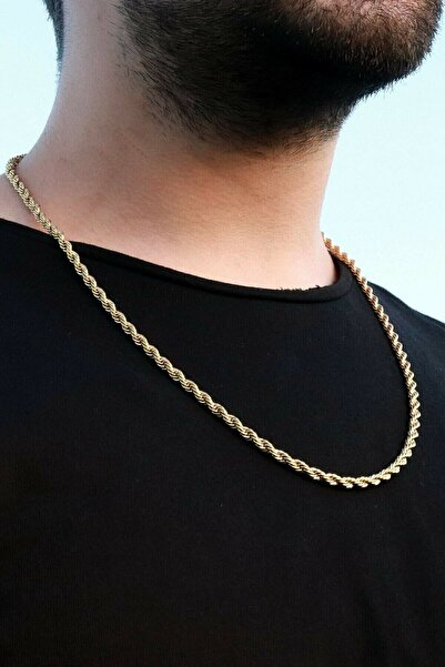 TREND COLLECTİON Erkek Çelik Gold Burma Model Sarmal Unisex Kolye