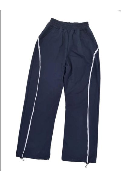 Gofeel Navy Blue Unisex Parachute Fabric Baggy Trotters Oversize Sweatpants with Adjustable Waist Elastic Legs